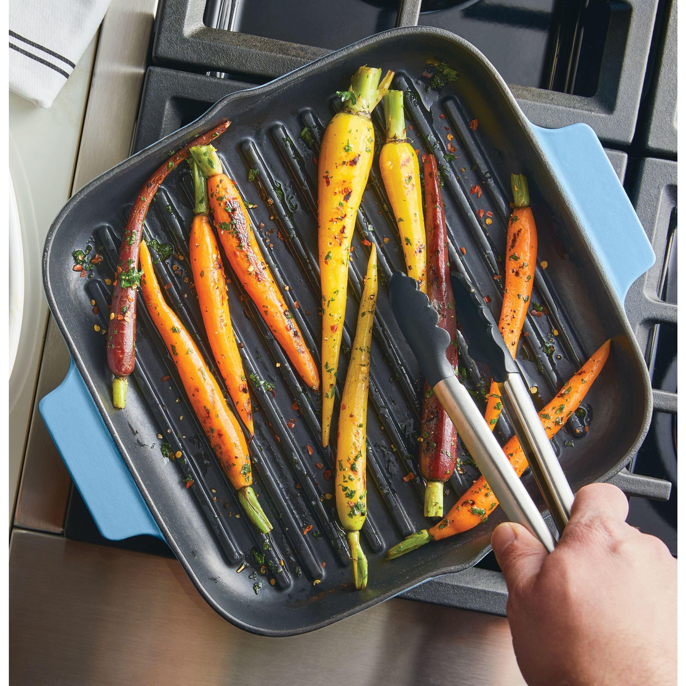 kitchenaid-enameled-cast-iron-square-grill-and-roasting-pan-11-inch-blue-velvet image 7