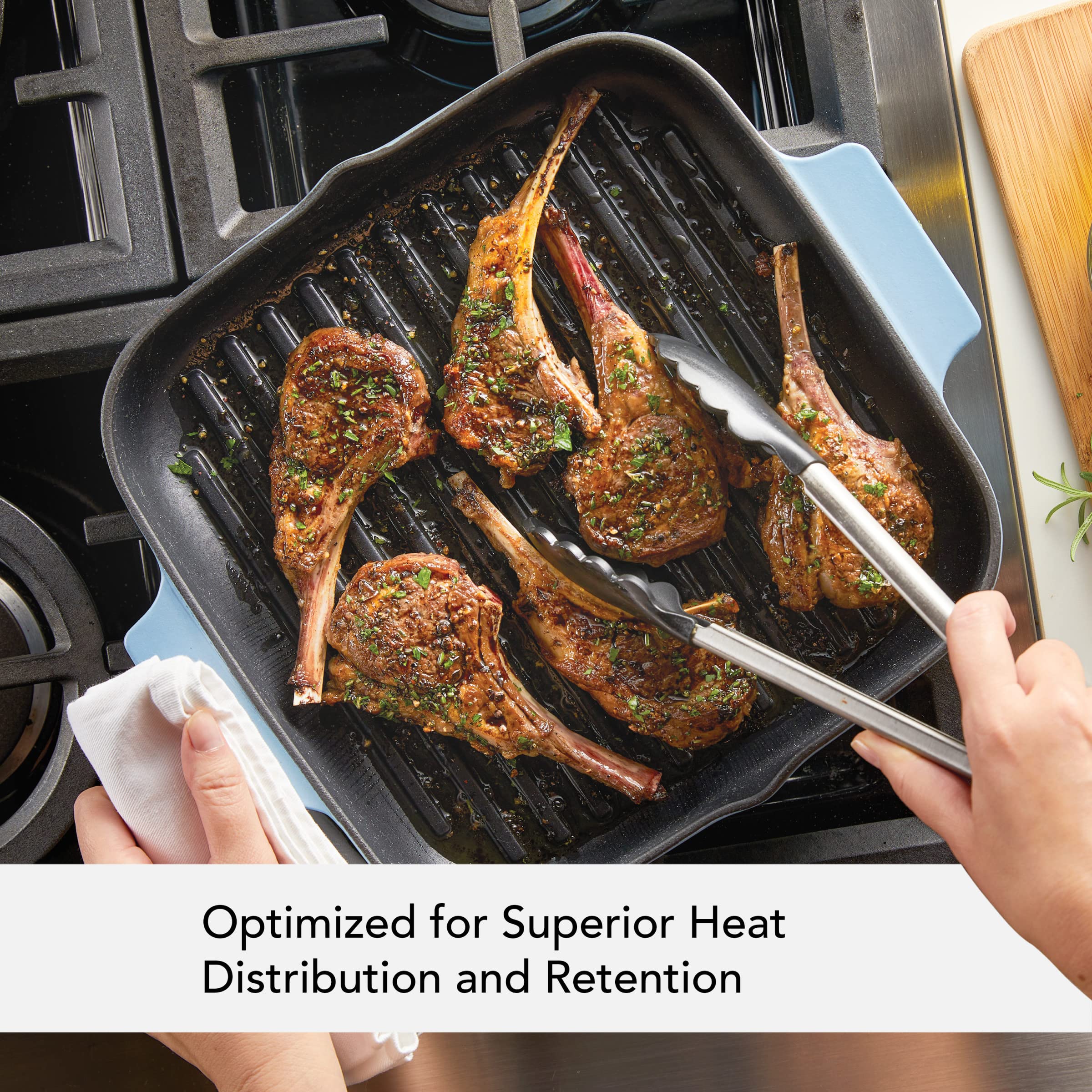 kitchenaid-enameled-cast-iron-square-grill-and-roasting-pan-11-inch-blue-velvet image 4