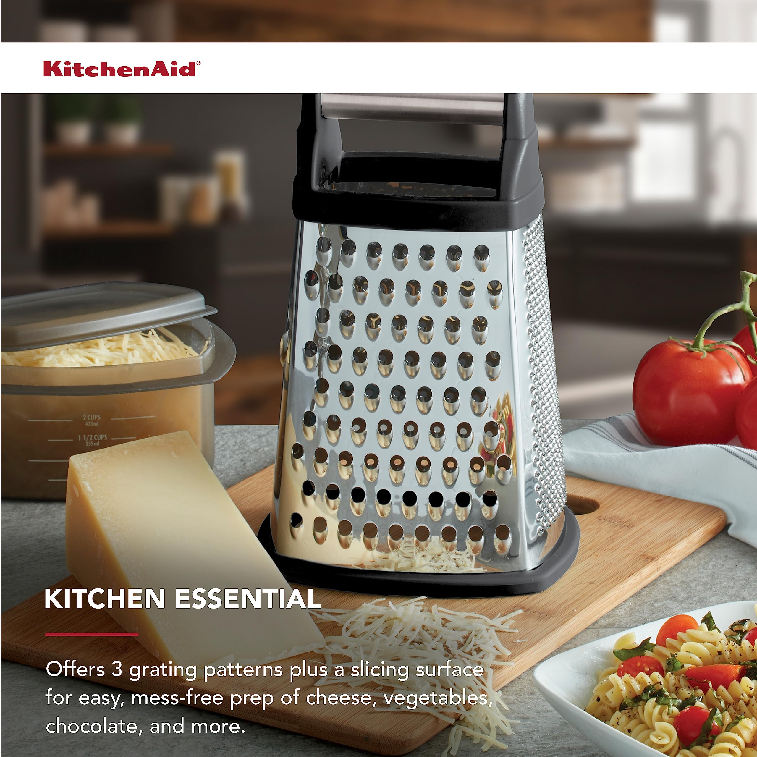 kitchenaid-gourmet-box-grater-with-detachable-measuring-container-and-lid-stainl image 4