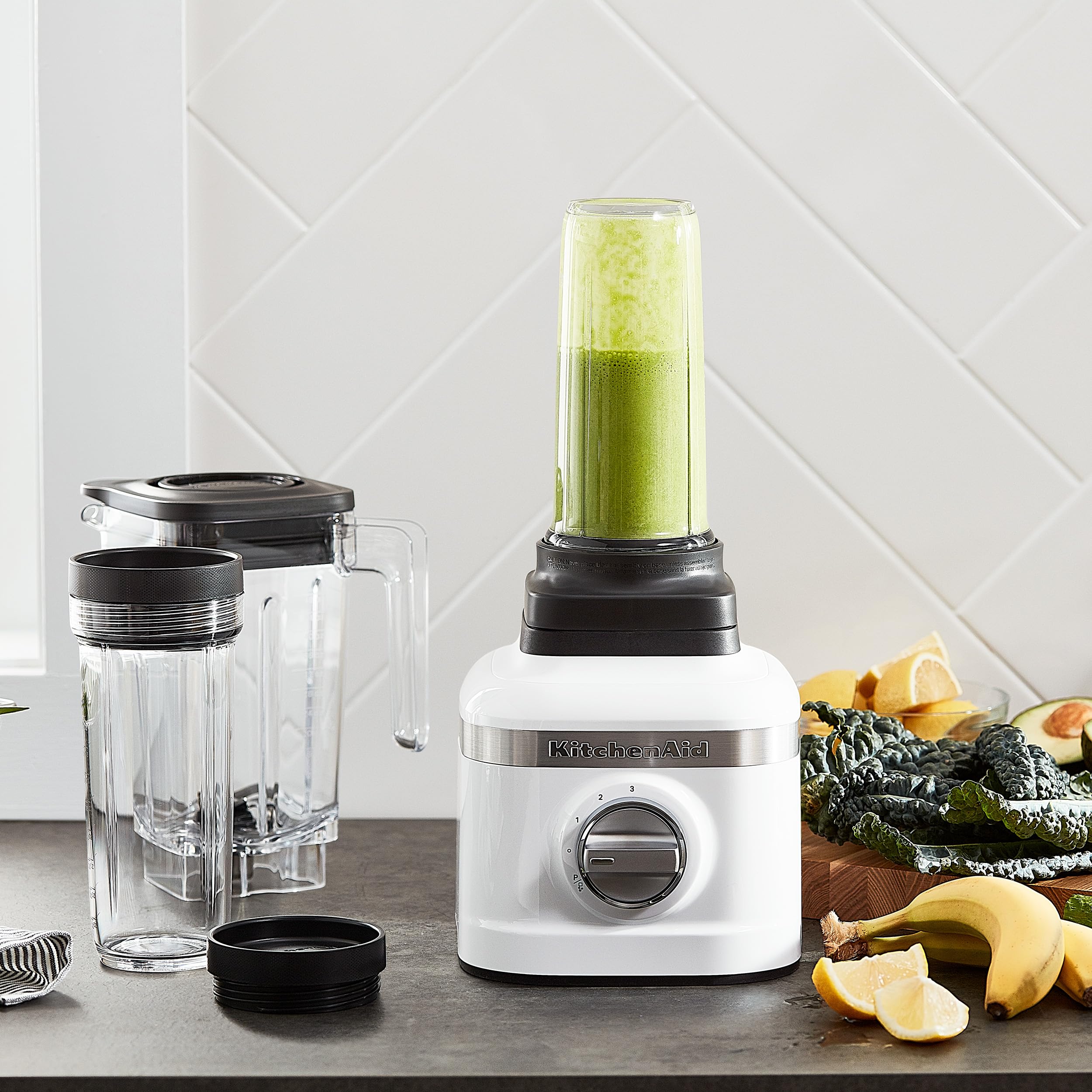 kitchenaid-k150-3-speed-ice-crushing-blender-with-2-personal-jars-ksb1332y-white image 3