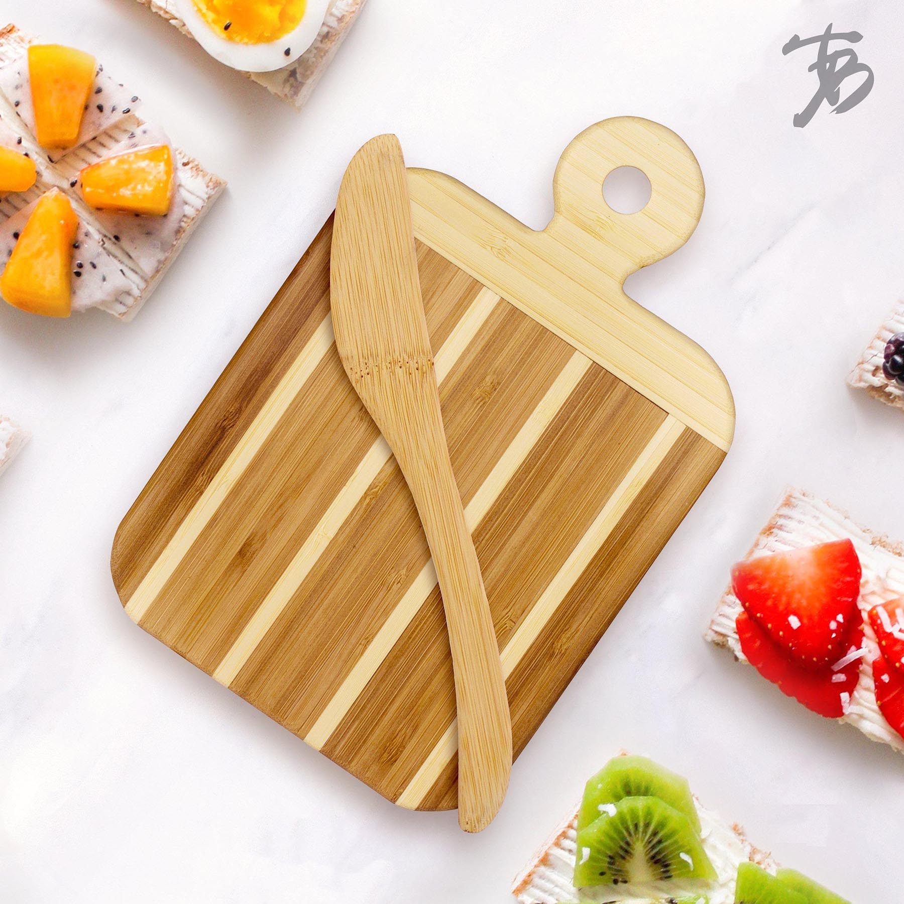 totally-bamboo-striped-paddle-serving-and-cutting-board-and-spreader-knife-gift- image 3