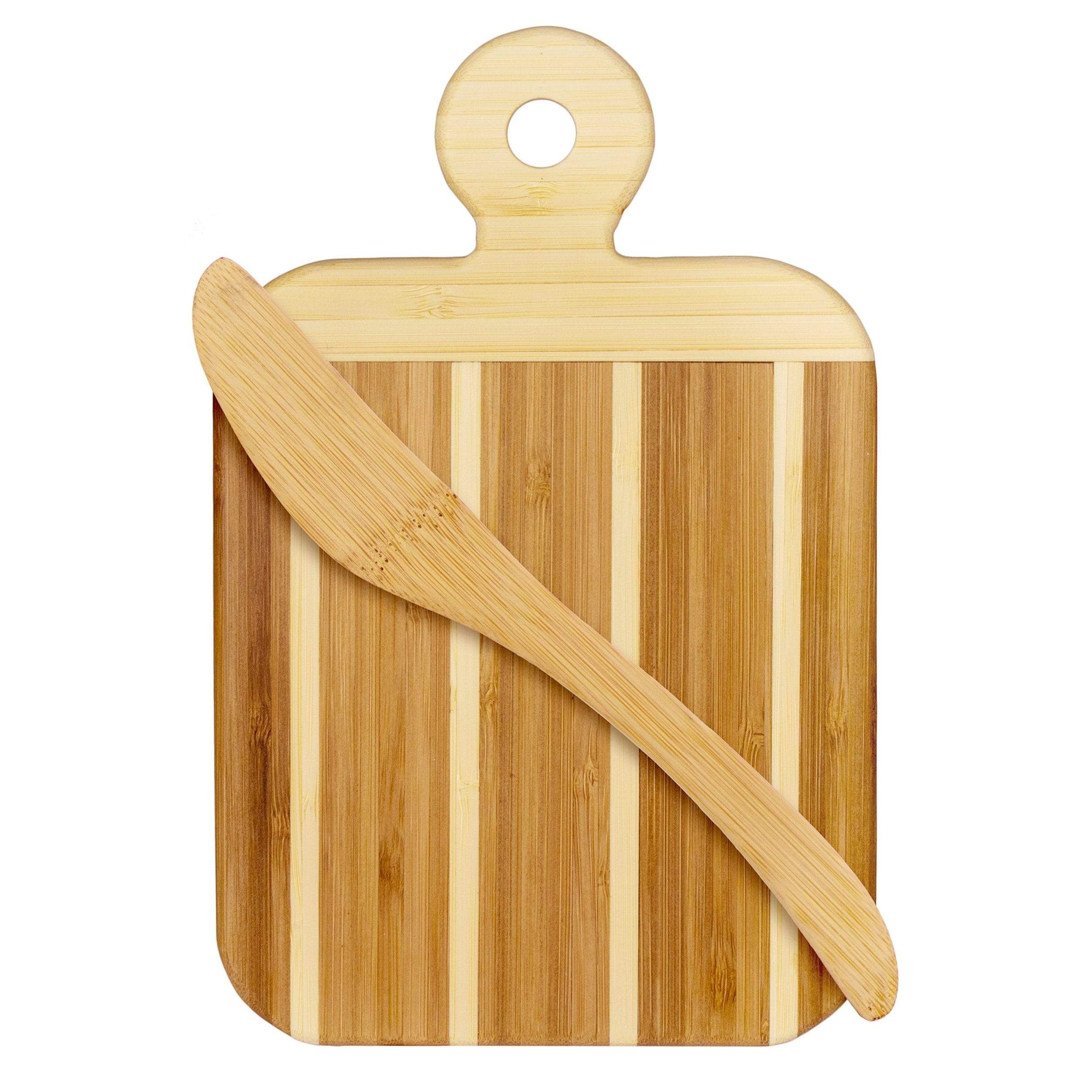 totally-bamboo-striped-paddle-serving-and-cutting-board-and-spreader-knife-gift- image 1